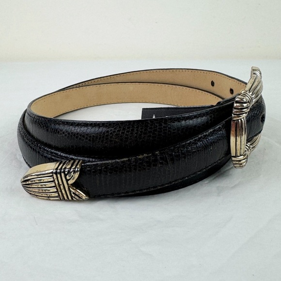 Brighton Snake Embossed Black Leather Belt - Picture 3 of 8